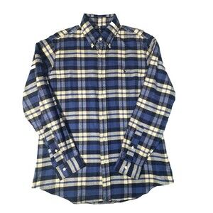 Ralph Lauren Plaid Flannel Shirt Mens Large Blue Classic Fit Button Down